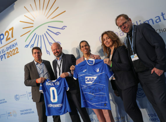 UN-"Race to Zero" der TSG Hoffenheim bei der Weltklimakonferenz in Sharm el Sheik 2022.